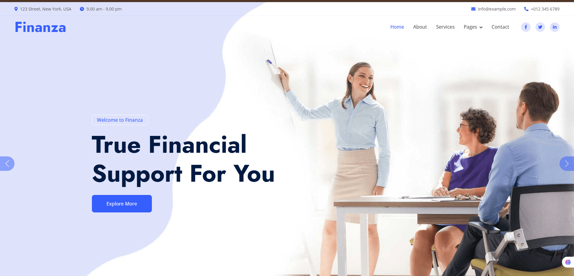 Corporate website homepage