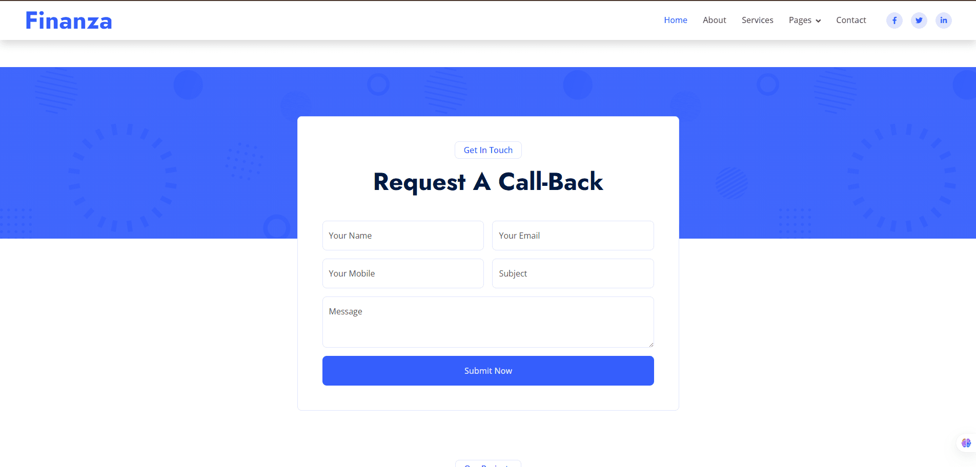 Contact page with form